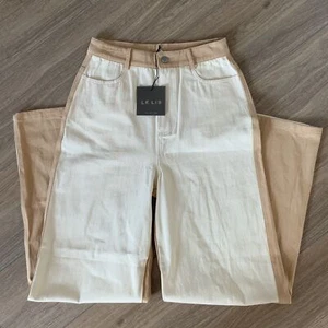 Pantalone bicolore collezione LE LIS gamba dritta 100% cotone donna piccolo nuovo con etichette - Foto 1 di 9