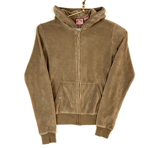 Vintage Juicy Couture Terry Cloth Women's Sweatshirt Hoodie Medium Full Zip Y2k - Picture 1 of 4