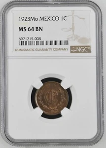 1923 Mo Mexico 1 Centavo NGC MS 64 BN - Picture 1 of 2