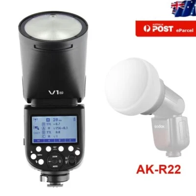 Godox V1-N 76W 2.4G Round Head Speedlite Flash For Nikon + AK-R22 Diffusion Dome - image 1 of 4