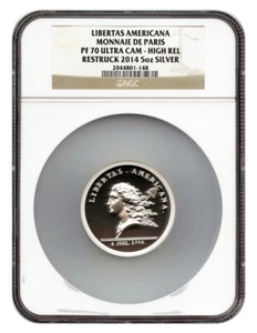 (1776) Medal Libertas Americana 5 oz Silver 2014 Restrike NGC PR70DCAM - Picture 1 of 4