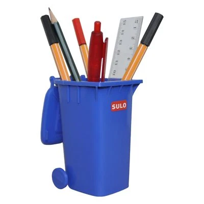 SULO 1x Tischmülltonne Miniatur-Müllbehälter blau Kunststoffbox Schreibtischorganizer
