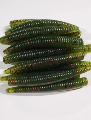 TEXJET 3' NED RIG WORM (WATERMELON/RED FLAKE)HEAVY GARLIC 15 PAC Drop Shot