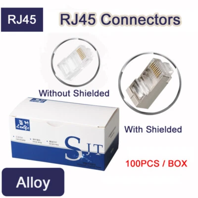 100pcs  RJ45 Connectors Modular Plugs Cat5 / Cat6 Network Plugs with Shielded - Image 1 of 4