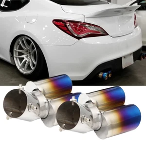 Pair Blue Car Rear Dual Exhaust Pipe Tail Muffler Tip For Hyundai Genesis Coupe  - Picture 1 of 10