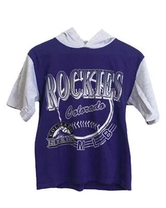 Vintage 1990s Colorado Rockies Made in USA Single Stitch Hooded T-Shirt (Kids La - Picture 1 of 7