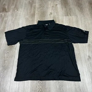 Straight Down Golf Polo Mens Large Black Embroidered Gold Striped Shirt - Picture 1 of 9