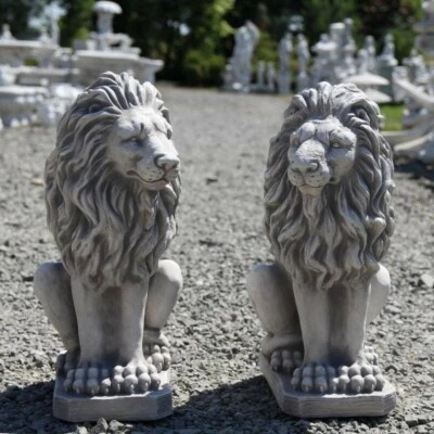 🔶Löwen Steinfiguren Gartenfiguren 1 Paar Löwenpärchen Steinkunst Löwe BLACKFORM - Bild 1 von 4