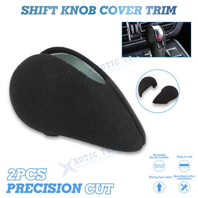 For Porsche Macan 718 911 Dark Gray Alcantara Leather Wrap Gear Shift Knob Cover - Image 1 of 4