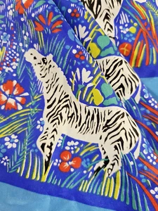 Vintage Jacques Rene Scarf Zebra Print Made in Japan Hand Rolled - Picture 1 of 9