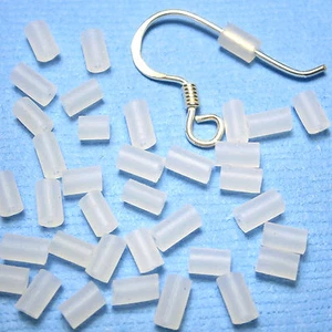 100 Soft Clear Rubber Tube Earring Backs Stoppers 4x2mm - Picture 1 of 1