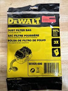 DEWALT DUST FILTER BAG DXVA25-4040 DRY VACUUM 3 PACK