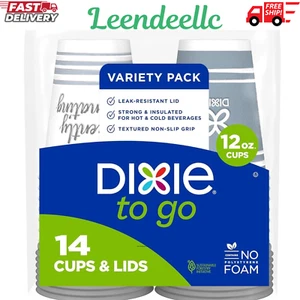 Tazas de café medianas de papel con tapas Dixie To Go, 12 OZ, 14 unidades - Imagen 1 de 6