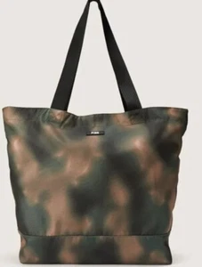 NWT Victoria's Secret PINK Weekend Green/Brown Camo Watercolor Zip Top Tote - Picture 1 of 13