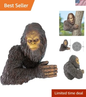 Whimsical Bigfoot Yeti Garden Tree Sculpture - 15"W, Artisan Hand-Painted Finish - Image 1 of 4