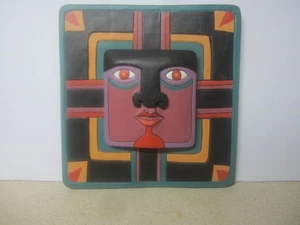 VINTAGE LAUREL BURCH WOOD TRIBAL AZTEC HANGING FACE MASK - Bild 1 von 8