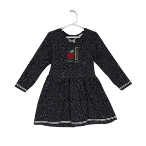 VTG Buster Brown Dress sz 4 Blue White Polka Dot School Days Embroidery - Picture 1 of 12