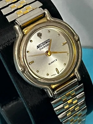 Reloj Mujer Nelsonic Diamante Cuarzo Tono Plata Batería Nueva Foto 1 de 4