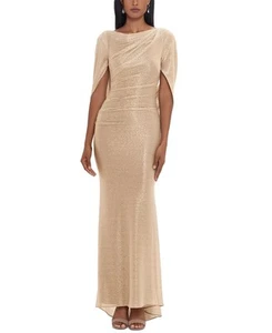 Betsy & Adam Metallic Cape Gown Gold/Silver Petite Size 14P $259 - Picture 1 of 3