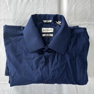 Lucky Brand 4 Way Stretch Slim Fit Dress Shirt Men Size Large Blue - Picture 1 of 13