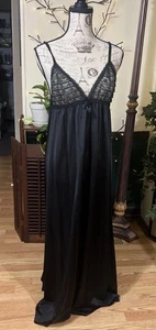 Vintage M Shadowline schwarz OLGA SPITZE TOP NYLON Nachthemd Negligee Sweep Gown - Bild 1 von 5