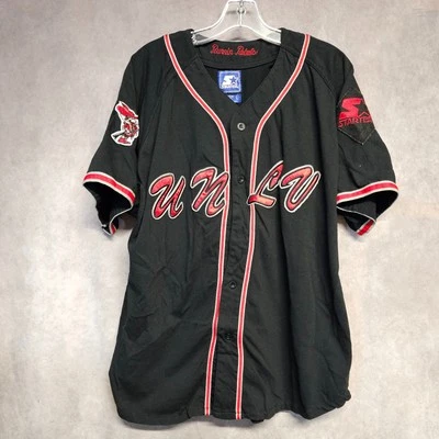 Super Rare Vintage Starter UNLV Runnin Rebels Black Baseball Jersey Mens L - Image 1 of 4