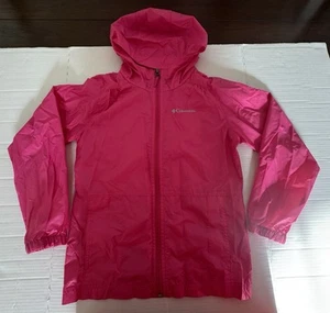 Pre Owned Columbia Wind / Rain Full Zip Hoodie Pink Girls Size Medium 10 / 12 - Picture 1 of 8