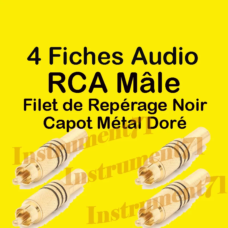 Velleman 140742 RCA mâle plaqué or noir