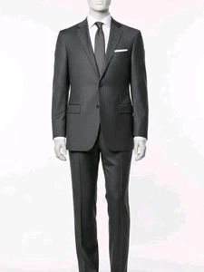 Ralph Lauren Etiqueta Verde DK Gris 2 Piezas Traje Blazer Chaqueta 52R Pantalones 42W Rayas - Imagen 1 de 13