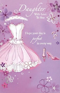 Special BIRTHDAY Card FOR DAUGHTER, Pink Dress Heels by Premium Greetings +✉ - Picture 1 of 5
