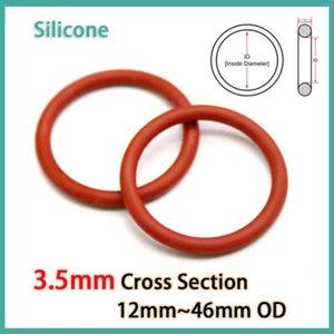 O Ring Guarnizione Silicone Rosso Impermeabile Metrico 3,5mm Sezione Traversa 12mm~46mm OD - Foto 1 di 7