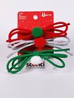 Scunci 3 Pack Christmas Xmas Color Elastic Bow No Pull Hair Ties 