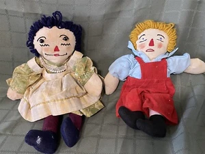 VINTAGE 16 INCH RAGGEDY ANN & ANDY DOLL HANDCRAFTED HAND STITCHED BUTTON EYES - Picture 1 of 10