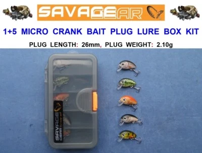 SAVAGE GEAR 1+5 MICRO CRANK BAIT PLUG LURE BOX KIT SET PIKE ZANDER PERCH TROUT - Image 1 of 2
