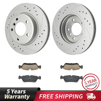 Front Drilled Slotted Rotors + Ceramic Brake Pads for BMW 320i 323Ci 323i 325Ci - Image 1 of 4