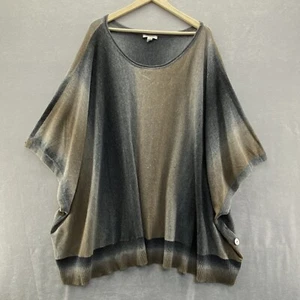 Boston Proper Oversized Sweater Poncho Neutral Stripes Side Button Soft M / L - Picture 1 of 11