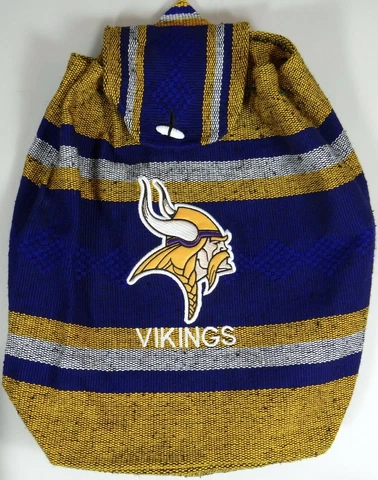 Vikings NFL Football Backpack Knapsack Tote Purse NFL Woven Drawstring Flap Cover