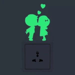 Glow in the Dark Cartoon Boy & Girl Kiss Wall / Outlet Sticker  - Picture 1 of 6