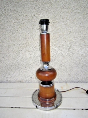 Style Philippe Barbier Lamp in Wood and Metal Modernist Neo-Classical 60/70 - Image 1 of 4