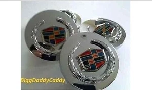 4 Cadillac CHROME Wreath & Crest WHEEL CENTER CAPS!  - Picture 1 of 1