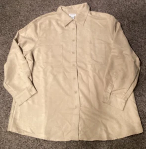 Avenue Faux Suede Shacket Women's 22 / 24 Camel Button Up Shirt Jacket Cozy J - Picture 1 of 3