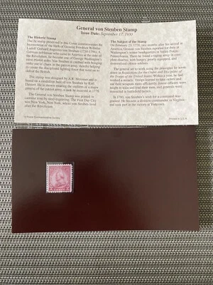 1930 GENERAL VON STEUBEN POSTAL COMMEMORATIVE SOCIETY FIRST DAY ISSUE STAMP NEW - Image 1 of 4