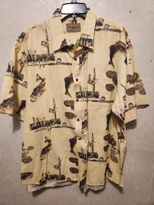 Magellan Bass Fishing Print Button Down Camp Shirt Mens XXL Short Sleeve Fish - Picture 1 of 6