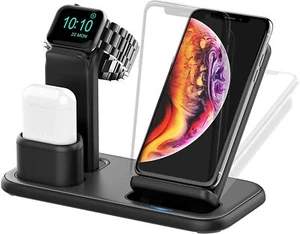Charging Stand iWatch 6/5/4/3/2/1 Air pods Pro/1/2 iPhone SE New/11Pro Max/XS - Picture 1 of 9