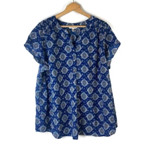 Blusa Camisa Top Crofts & Barrow Mujer Talla 2X Azul Floral Cuello en V Manga Corta - Imagen 1 de 10