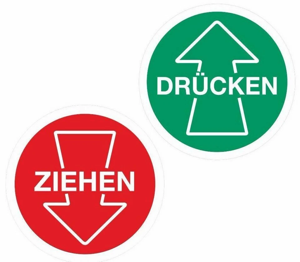 DRÜCKEN ZIEHEN Aufkleber Türaufkleber Hinweiszeichen Eingang Ausgang