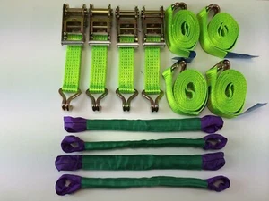 Cricchetto da recupero! HI-VISIBILITY VERDE! Cinghie di sicurezza per cerchi in lega rimorchio 5ton - Foto 1 di 1