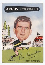 1954 ARGUS VFL Swap Card:  RON  BRANTON  (Richmond)  #118