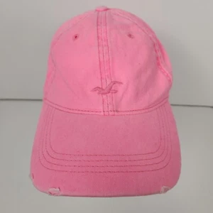 Womens Hollister California Girls Distressed Adjustable Baseball Cap Hat Pink - Picture 1 of 11