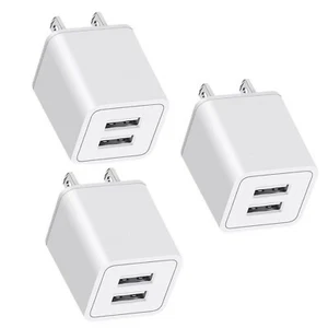 Boost USB Wall Charger Charger Adapter, 3-Pack 12W 2.4Amp Dual Port Travel Cubes - Picture 1 of 6